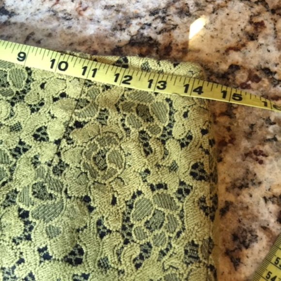 Boden Yellow/Gold Lace & Blue Lined Pencil Skirt. Back Zip and Slit Size 8R - Picture 5 of 9